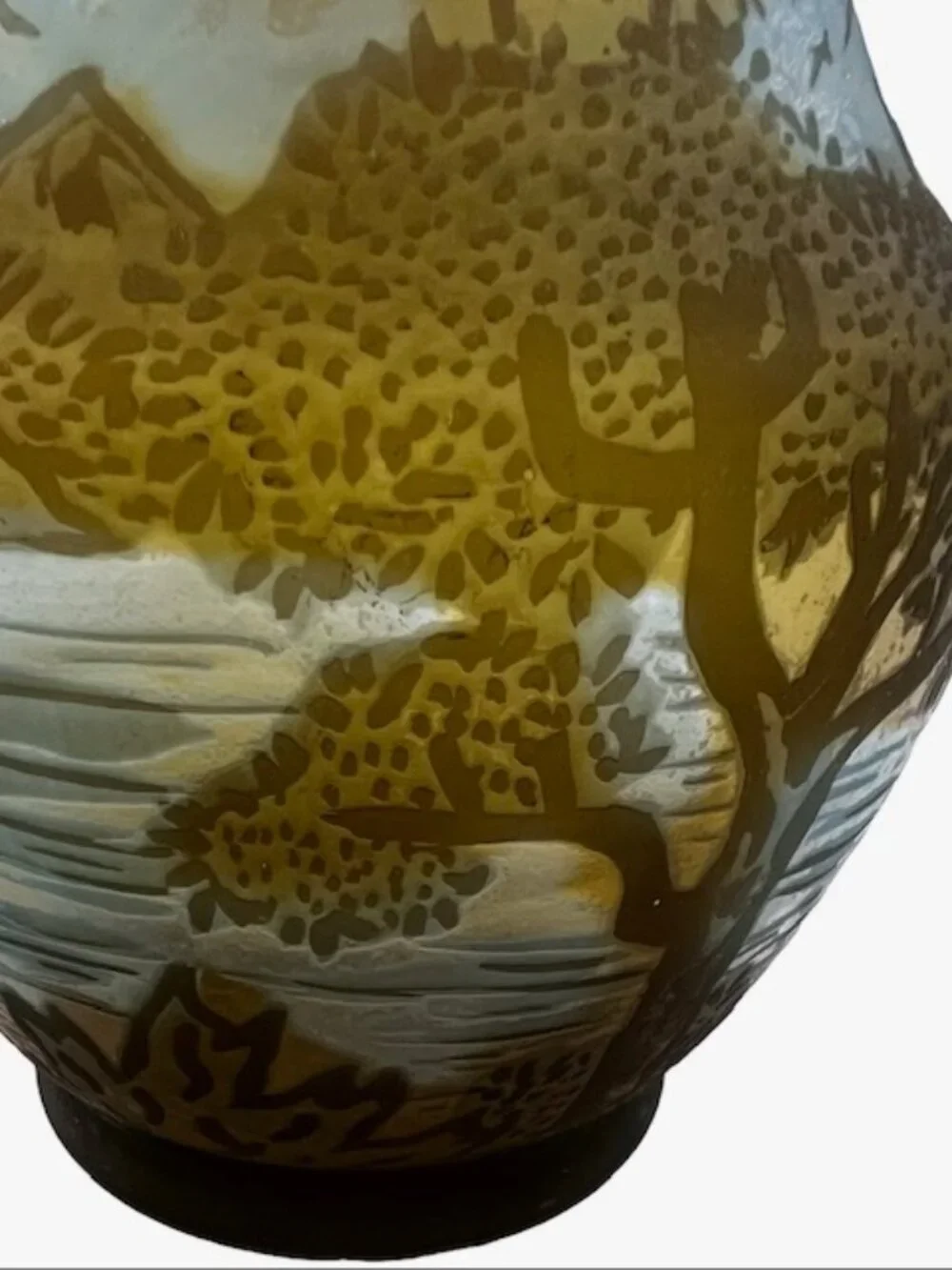 Galle' Style Cameo Art Glass Vase - Reproduction Vase w/ Mountain Scene